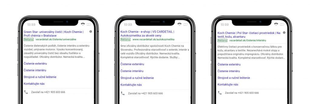 Ukážka textových reklám vo výsledkoch vyhľadávania Google